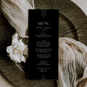 Moderno menú Art Deco Negro Boda / TODO EL AÑO Sui