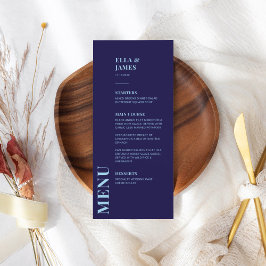Moderno menú Boda azul de la Marina Minimalista