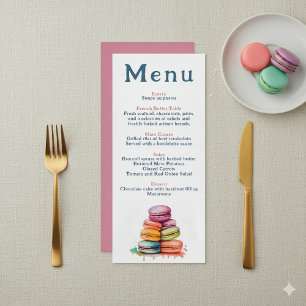 Moderno menú Boda de Macaron francés