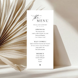 Moderno menú Boda Minimalista para cenar