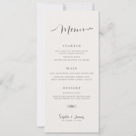 Moderno menú Boda Minimalista para cenar