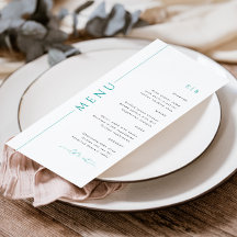 Moderno menú Boda Verde azulado de tipografía con