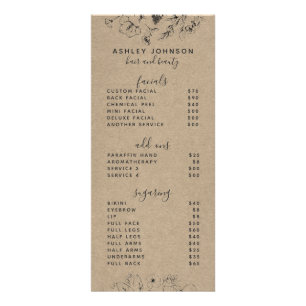 Moderno menú Botánico Black Kraft Spa 3 Servicios