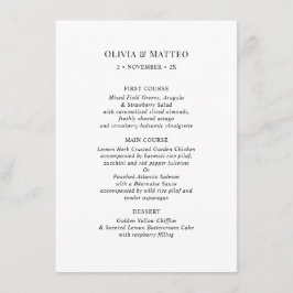 Moderno menú clásico de recepción en blanco negro