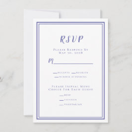 Moderno menú de Boda Minimalista RSVP Periwinkle