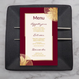 Moderno menú de Bodas florales de oro de Borgoña