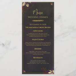 Moderno menú de cena Boda negro y dorado