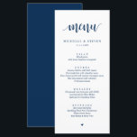 Moderno menú de cena de Boda Rústico<br><div class="desc">Moderna Tarjeta De Cena Rústica Boda Elopement. Fácil personalizar y personalizado a sus necesidades,  y los huéspedes de la cena estarán encantados cuando vean este perfecto y elegante menú de la cena. (Tema azul marino)</div>