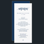 Moderno menú de cena de Boda Rústico<br><div class="desc">Moderna Tarjeta De Cena Rústica Boda Elopement. Fácil personalizar y personalizado a sus necesidades,  y los huéspedes de la cena estarán encantados cuando vean este perfecto y elegante menú de la cena. (Tema azul marino)</div>