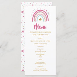 Moderno menú de cumpleaños con temática arcoiris f