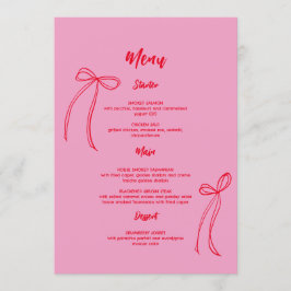Moderno menú de cumpleaños de color rojo rosado