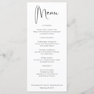Moderno menú de ducha con guión de boda