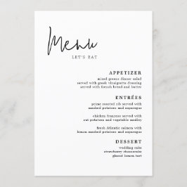 Moderno menú de mesa simple Boda tarjetas menú pla