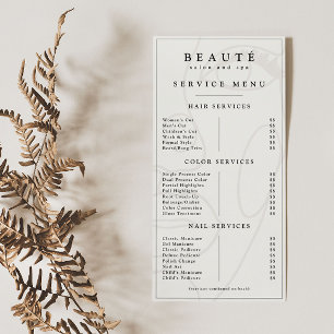 Moderno menú marfil-negro/salón de belleza Minimal
