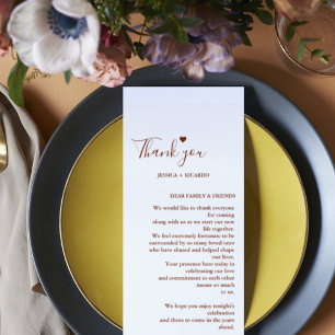 Moderno menú Minimalista de Siena + Nota de agrade