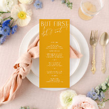 Moderno menú Mínimo para cenar Boda amarillo brill