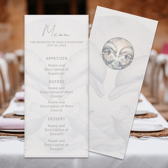 Moderno menú para Bodas de delfines Whimsy (Subido por el creador)