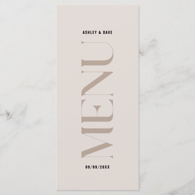 Moderno menú simple de Boda beige-Edge (Anverso)