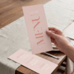 Moderno menú simple de Boda de borde rosado<br><div class="desc">Este menú Boda con colores rosa claro será ideal para los Bodas modernos. Incluye letras en negrita en la parte delantera de la tarjeta. La carta es de doble cara y se puede editar la lista de platos en la parte trasera. Puede personalizar este menú con los nombres y la...</div>