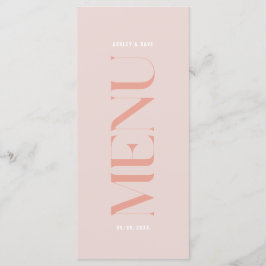Moderno menú simple de Boda de borde rosado