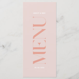 Moderno menú simple de Boda de borde rosado