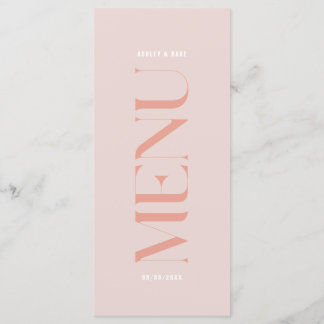 Moderno menú simple de Boda de borde rosado