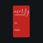 Moderno Merry Christmas Watercolor Gift Etiqueta r<br><div class="desc">Una moda busca una forma festiva de dar paquetes. Este diseño incluye un diseño mínimo con un fondo de color sólido.</div>