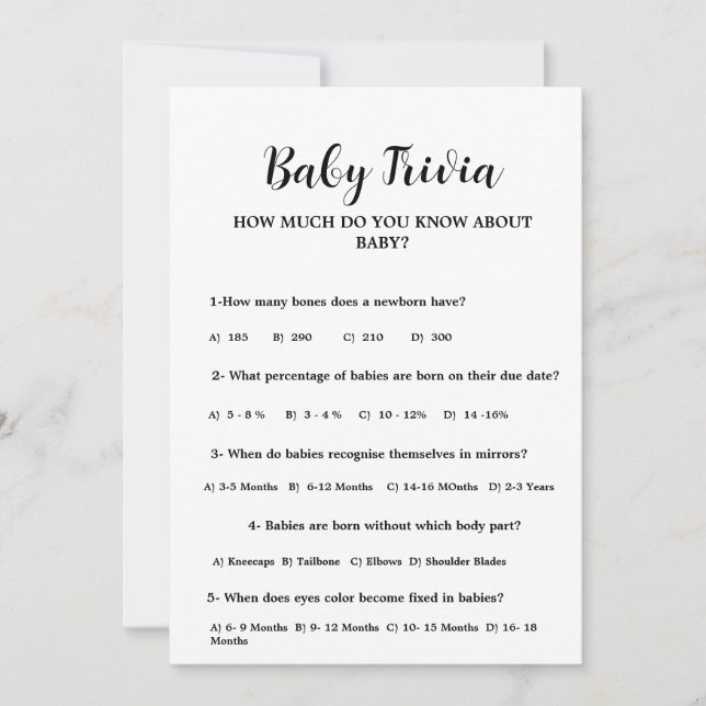 Moderno Minimal Baby trivia Baby Duché Tarjeta de  (Anverso)