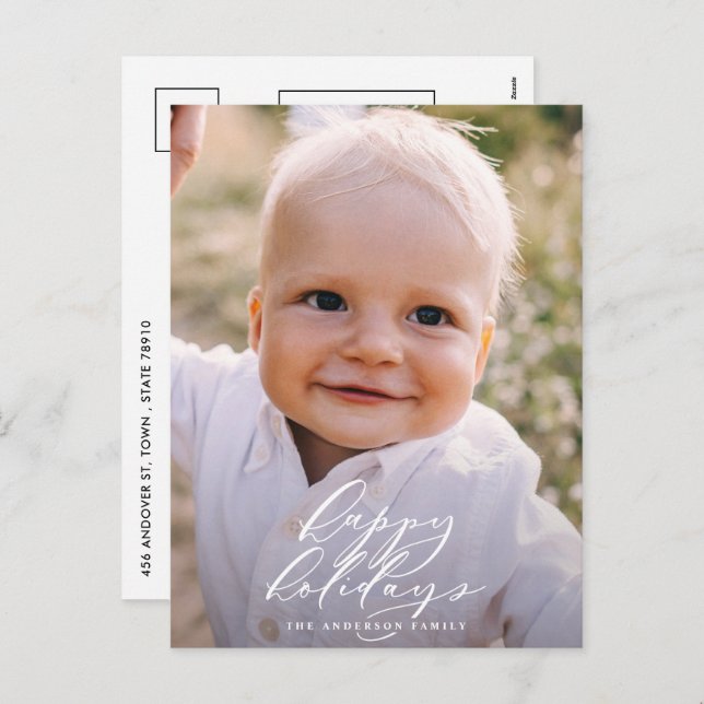 Moderno minimal foto Navidad elegante festivo (Anverso / Reverso)