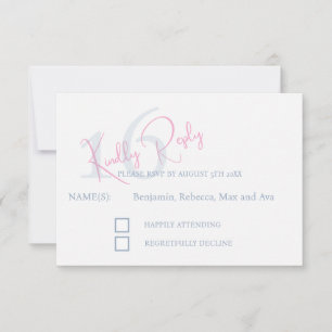 Moderno Minimalista 16º RSVP Rosa Azul Respuesta