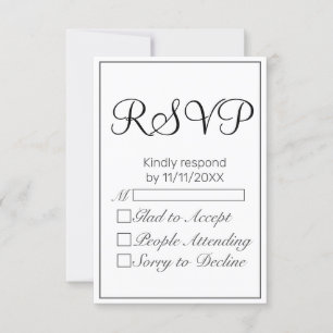 Moderno Minimalista Blanco Negro RSVP