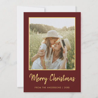 Moderno Minimalista Feliz Navidad Burgundy y Oro