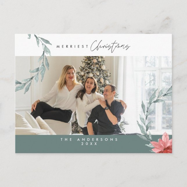 Moderno Minimalista, Feliz Navidad Familia Postal (Anverso)