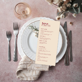 Moderno Minimalista | Menú de Boda Rosa y Rojo