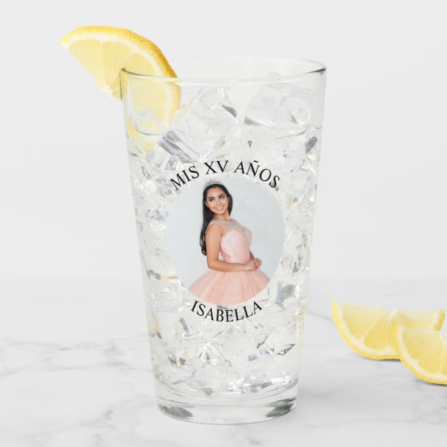 Moderno Minimalista Mis XV Años Circle Photo (Anverso (hielo))