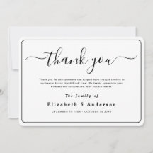 Moderno Minimalista Simple Funeral Gracias Nota