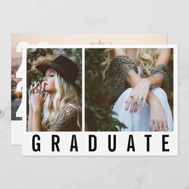 Moderno mínimo 3 foto graduación simple anuncio (Anverso / Reverso)