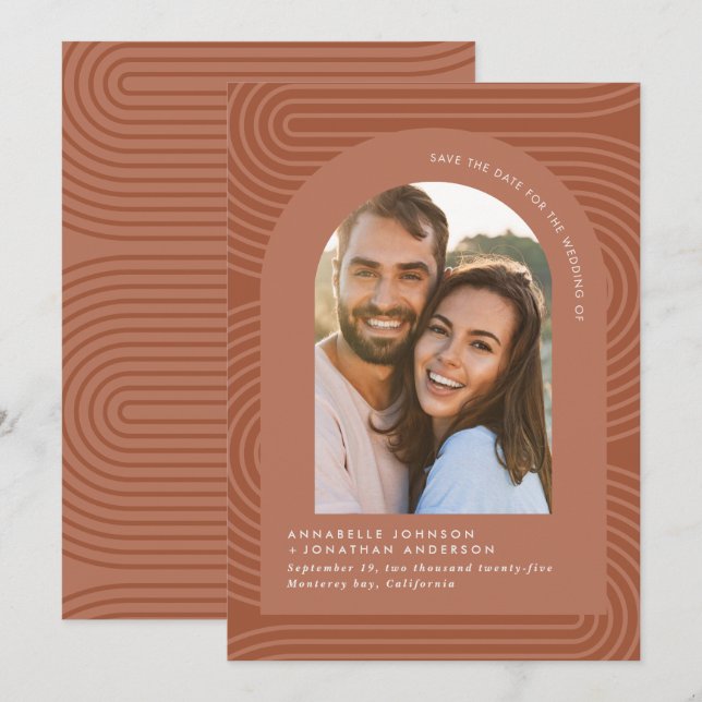 Moderno mínimo de terracota de roya bohemia geomét (Anverso / Reverso)