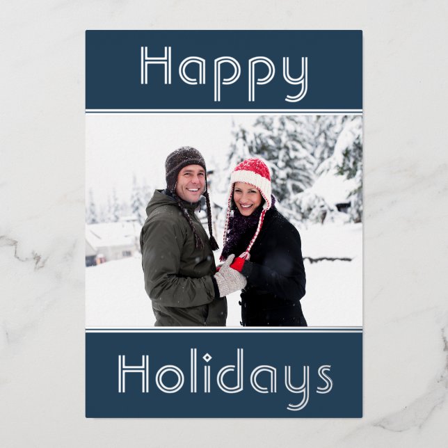 Moderno Mínimo Feliz Festividad Familia Foto Plata (Anverso)