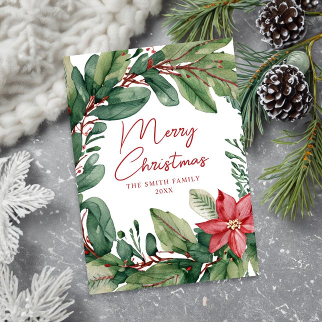 Moderno Mínimo Floral Wreath Feliz Navidad (Subido por el creador)