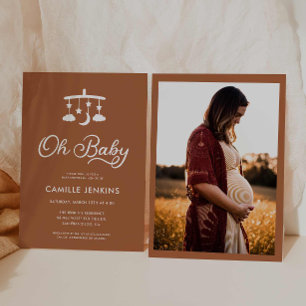 Moderno Mínimo Oh Invitación Baby Shower