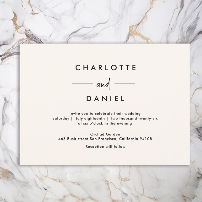 Moderno, Mínimo, Tipografía, Invitación a la boda (Subido por el creador)