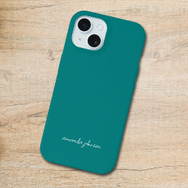 Moderno Mínimo Verde azulado Monograma Cursivo Nom