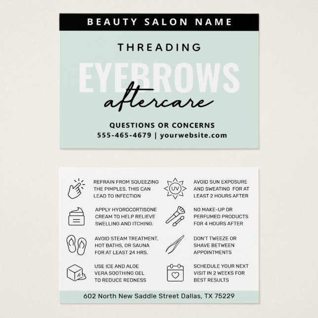 Moderno Mint Simple Eyebrow Threading Afcare (Anverso y reverso)