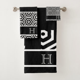 Moderno Monograma baño elegante en blanco y negro