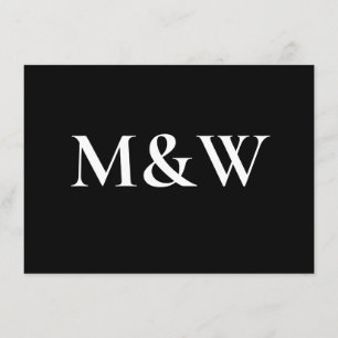 Moderno Monograma Recepción de Boda Negra y Blanca