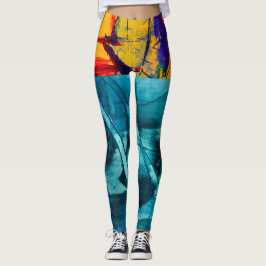 Moderno multicolor Abstract Watercolor Legging