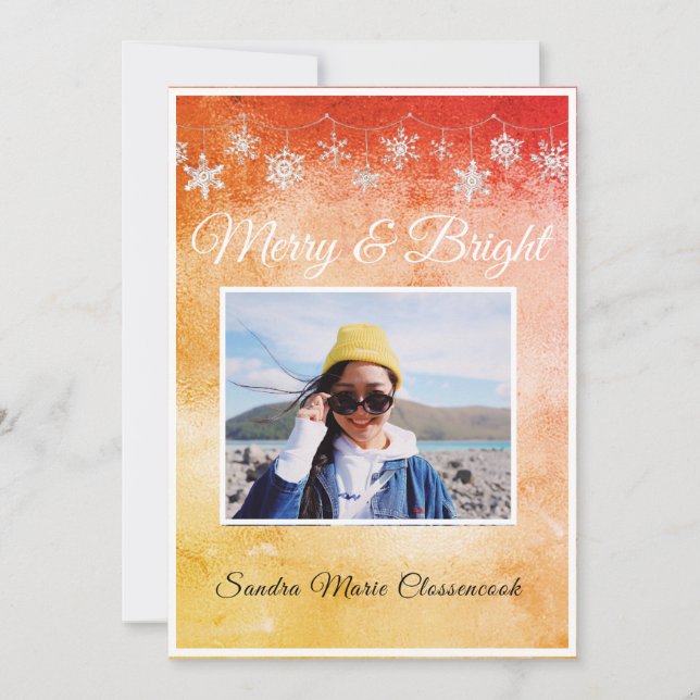 Moderno Naranja metalico mínimo simple rojo (Anverso)