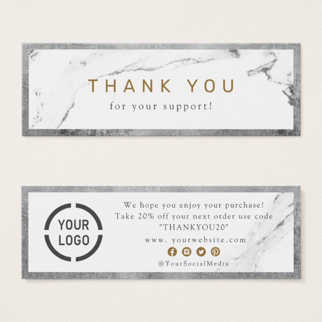 Moderno negocio de lujo de mármol falso plateado g (Anverso y reverso)