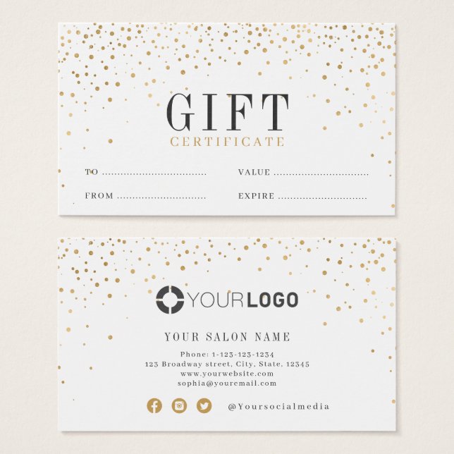 Moderno negocio simple de purpurinas de oro (Anverso y reverso)